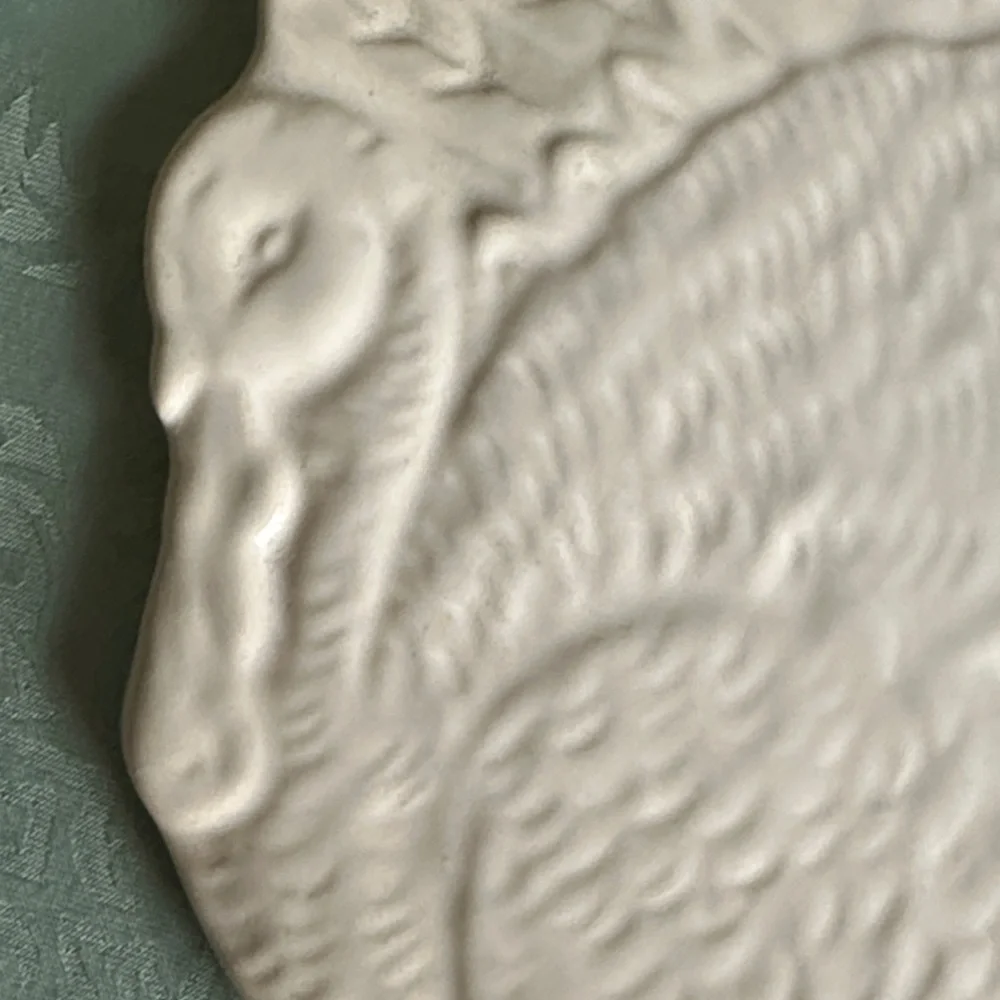 Crate&Barrel White Turkey-Shaped Ceramic Serving Platter